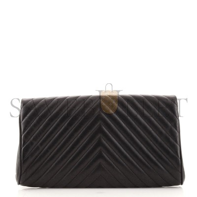 CHANEL FOLD UP AGAIN CLUTCH CHEVRON SHEEPSKIN (31*19*6cm) 